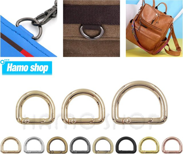 6 Stück Metallschnallen Hamoshop Feder-D-Ring-Karabiner in Gold, 16–25 mm Verbindungshaken für Rucksack und Handtasche - Bild 1