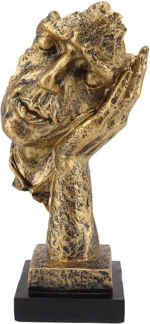 OutsideWorld Abstrakte Skulptur als dekoratives Kunstobjekt aus Harz in Beige und Gold für dein Wohnzimmer oder Bücherregal - Bild 1