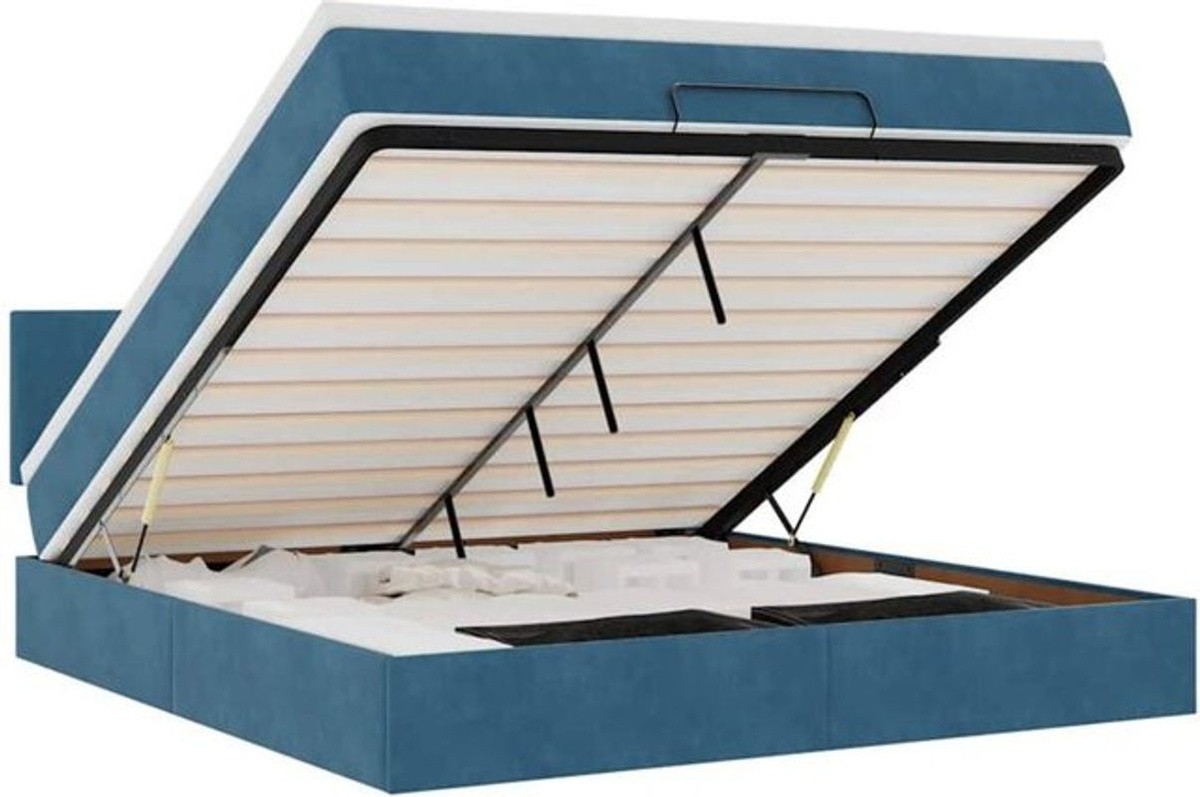 Vidaxl Ottoman Polsterbett mit Matratze aus Samt in Dunkelblau B/T/H: 180 x 200 x 88 cm - Bild 1