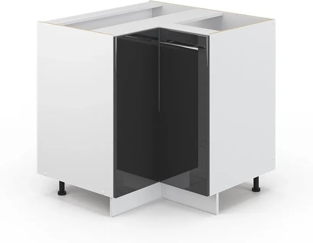 Vicco Eckunterschrank Fame-Line Anthrazit Hochglanz und Weiß ohne Arbeitsplatte Breite: 81 cm - Bild 1