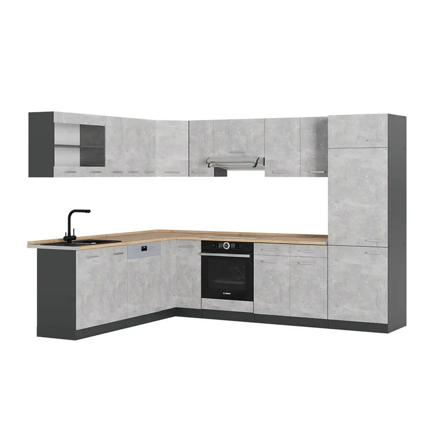 Vicco R-Line Eckküche modern in Anthrazit und Grau, B/T/H: 227 x 287 x 207 cm - Bild 2