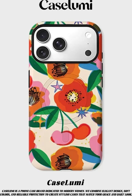 CaseLumi Matte Bumper MagSafe Schutzhülle für iPhone 17 16 15 14 13 Pro Max Plus Vivid Bloom Fiesta - Bild 1