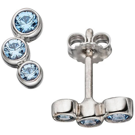 Colfem Ohrstecker 925 Sterling Silber, rhodiniert, Spinell, hellblau, Unisex - Bild 1