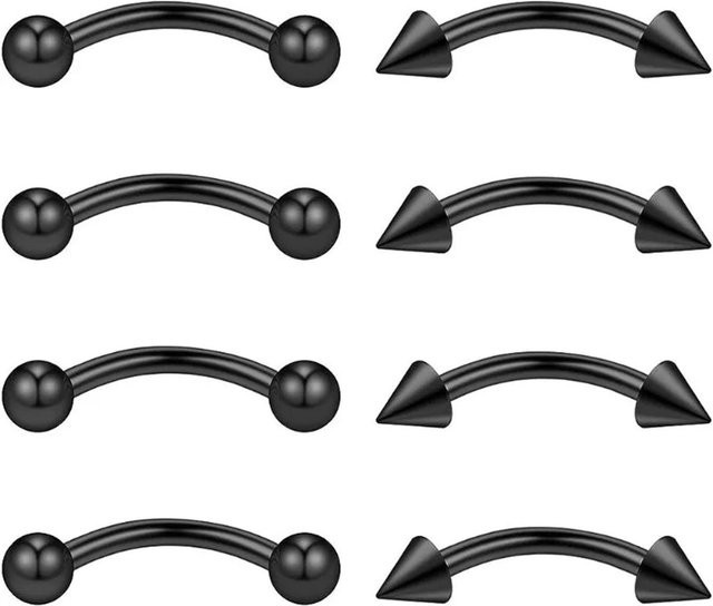 TuiYing Gebogene Barbell Ringe, Edelstahl, Schwarz, Unisex - Bild 1