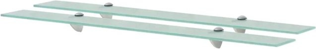 vidaXL Schweberegale aus gehärtetem Sicherheitsglas, 2er Set, transparent, Breite: 90 cm, Tiefe: 10 cm, Höhe: 0,8 cm - Bild 1