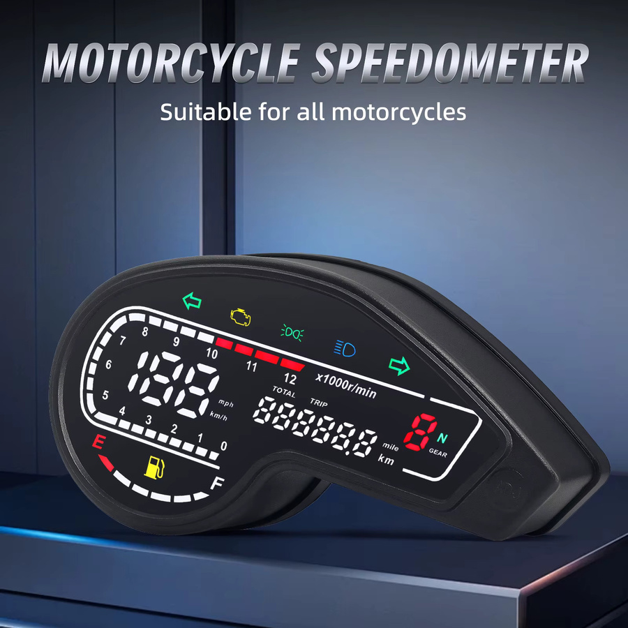 RYSJM Motorrad-Tachometer LED-Kilometerzähler mit Kraftstoffanzeige, Drehzahlmesser und Blinkeranzeige in Schwarz für Honda NXR150 NXR125 DM200 DM250 - Bild 2