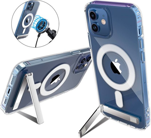 UYUXIO Magnetische Handyhülle mit Ständer für iPhone 17 16 15 14 13 12 11 Pro Max Mini Transparent MagSafe Kompatibel - Bild 1