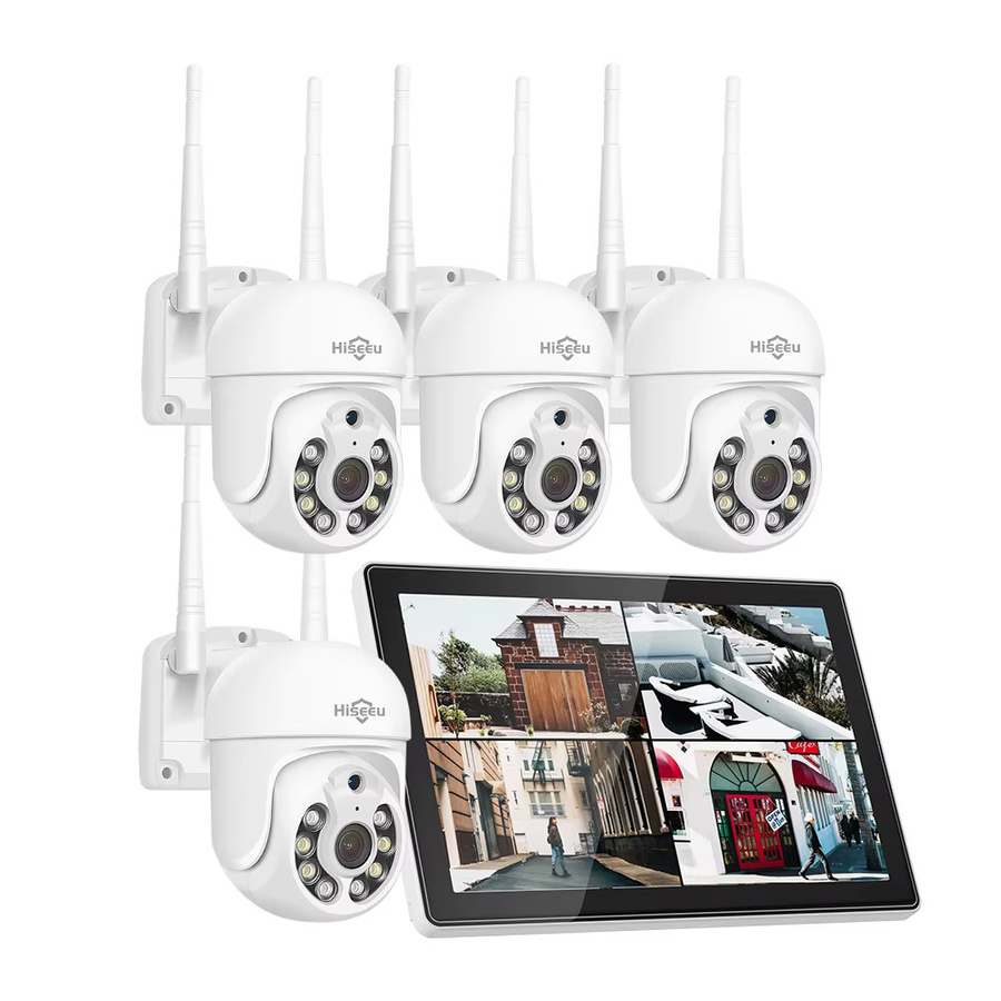 Hiseeu WLAN Überwachungskamera Set mit 10.1 Zoll Monitor, 3/5MP IP-Kameras Outdoor, wasserdicht, Farbe: Weiß - Bild 5