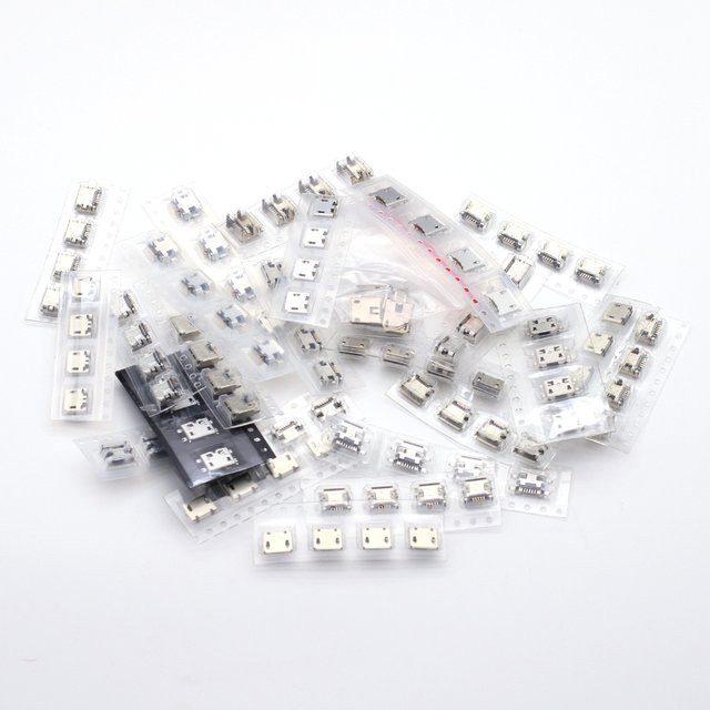 Mustook 100 Stück Micro USB SMT Buchsen Adapter Stecker Set in Silber - Bild 1