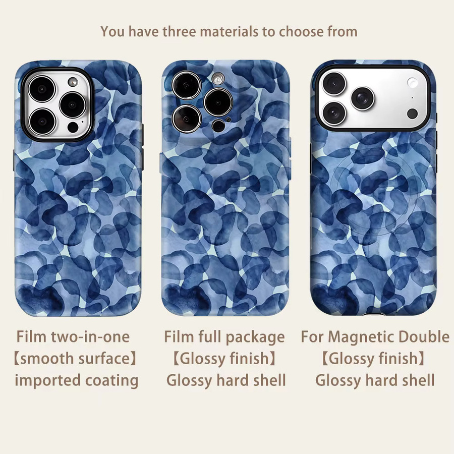 Must Magnetische Handyhülle Indigo Aquarell für Apple iPhone 17 16 15 14 13 Pro Max Plus, Robuste Doppel-Schicht-Hülle, Blau - Bild 2