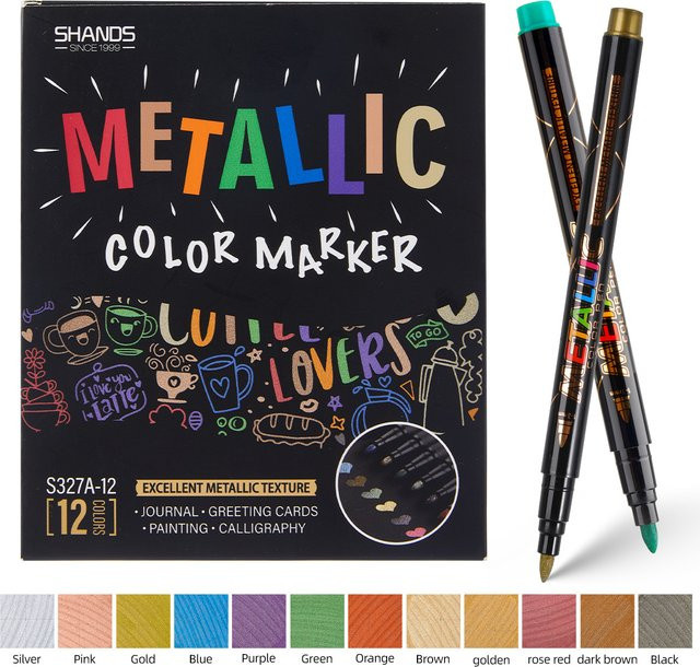 Metall-Farbmarker-Set mit Bullet-Spitze in Multicolour, schnell trocknende Farbstifte für Tagebuchzeichnungen und Notizen - Bild 1