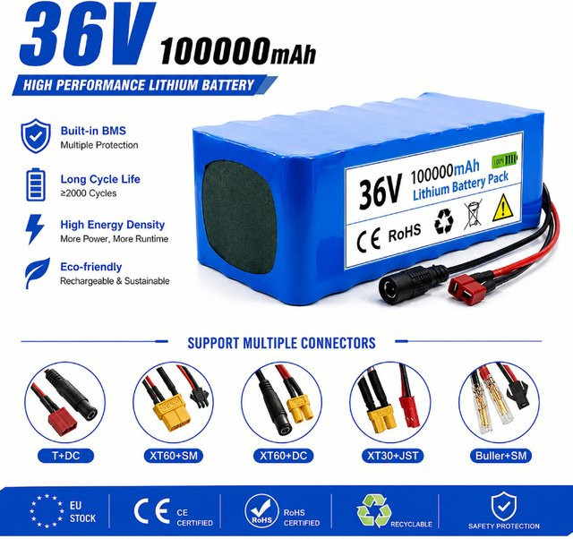 Ryobi 36V 100Ah Lithium-Ionen-Akku 10S4P mit 18650 Zellen und Smart BMS in Blau - Bild 1