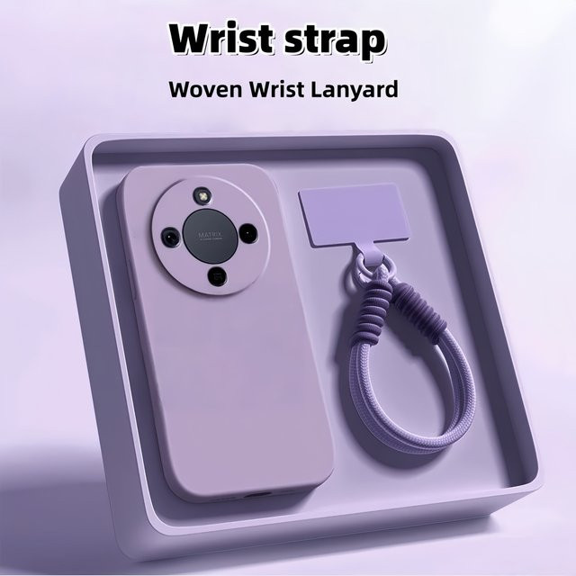 Modische Flüssigsilikon-Handyhülle mit gewebter Handgelenkschlaufe für Honor Magic 7 6 5 Lite X9D X9C X9B X9A in Lila - Bild 1