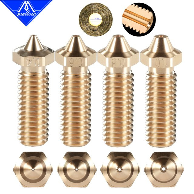 Mellow NF-V6 Vulkan Düse aus Messing für E3D Vulkan Hotends, Farbe Gold, passend für 1,75 mm Filament, Durchmesser 0,4-1,2 mm - Bild 1