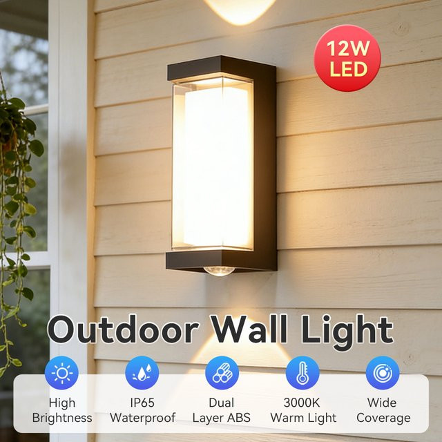 CANMEIJIA LED Outdoor Wandleuchte IP65 Wasserdicht mit integriertem LED für Veranda, Garage und Hinterhof - Bild 1