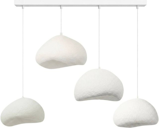 Opviq Pendelleuchte weiß aus Metall und Glas mit 4 E27 Fassungen, Höhe: 115 cm, Breite: 174 cm, Tiefe: 46 cm - Bild 1