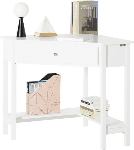 SoBuy Schreibtisch mit Ablage aus MDF in Weiß, modern für Arbeitszimmer und Heimbüro, FWT31-W - Bild 1