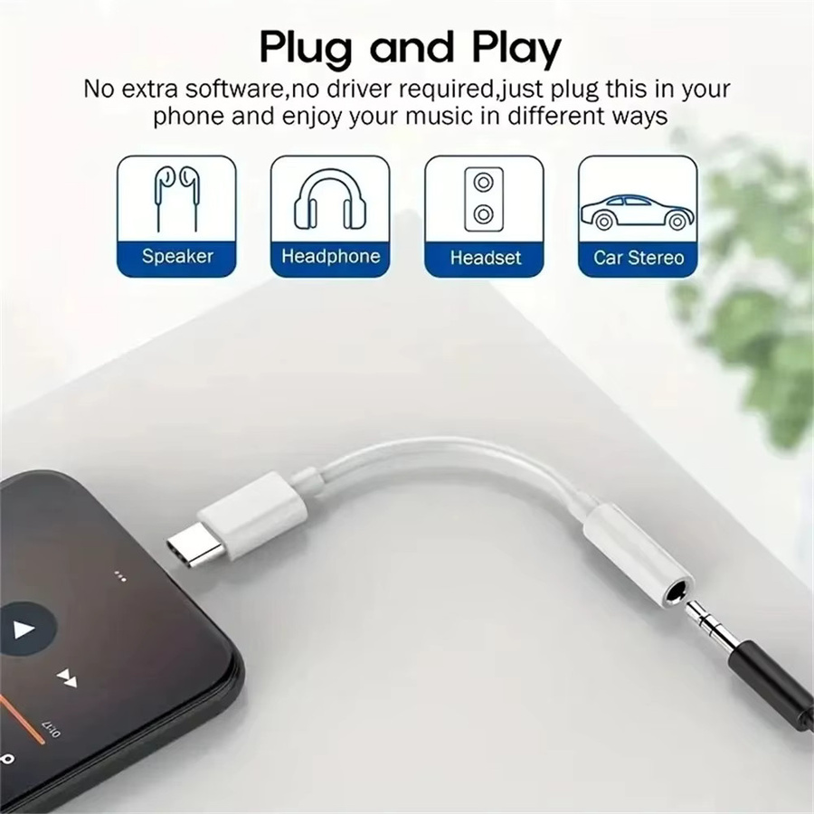 USB-C auf 3,5 mm Klinkenadapter Audiokabel in Weiß für Android-Smartphones wie Huawei Mate 30 und P30 sowie Xiaomi - Bild 3