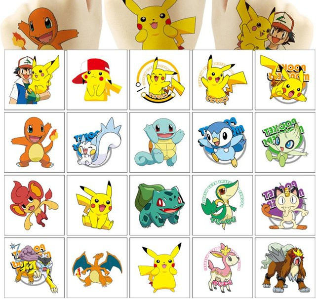 Tianyi 1 Pikachu Temporäre Tattoo Aufkleber, 20 Stück, gelb - Bild 1