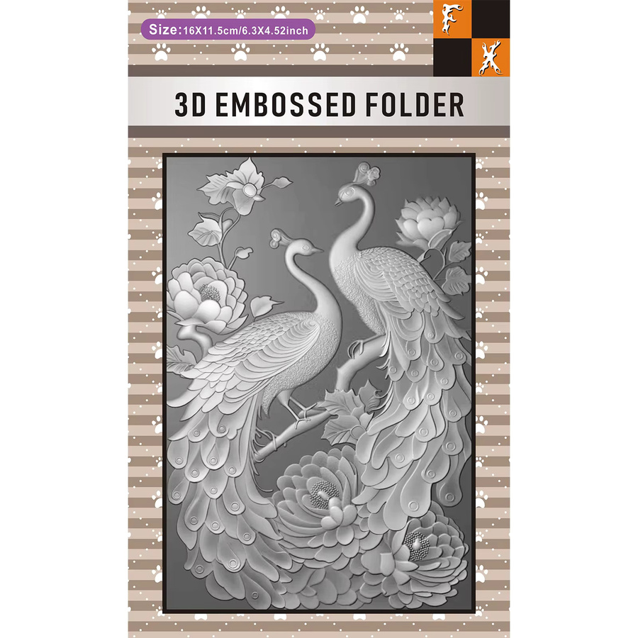 Element Design 3D-geprägter Ordner mit Blumen- und Vogelmotiv in Weiß - Bild 2