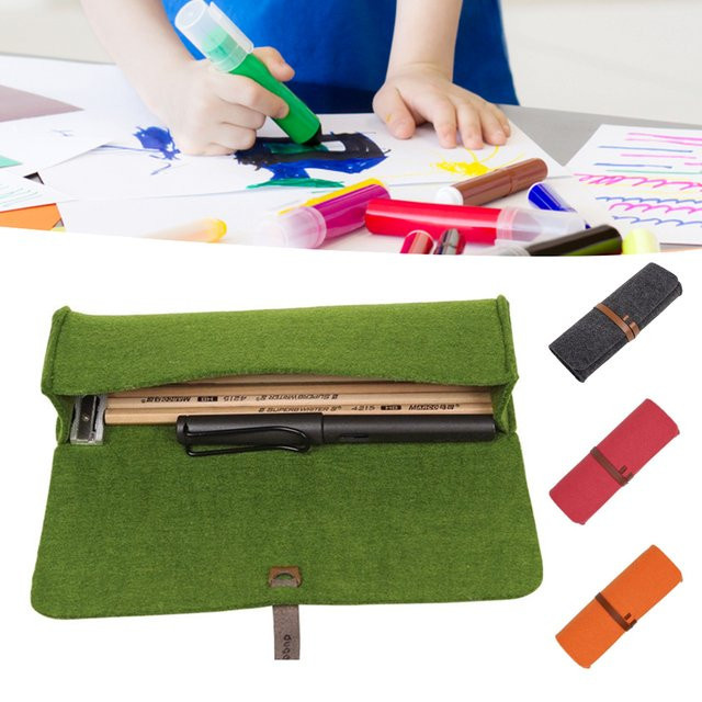 Tragbare Filz-Stiftepoche in Rollform für Kinder, grüne Schreibwaren-Tasche mit großer Kapazität - Bild 1