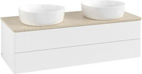 V&B Waschtischunterschrank Antao mit Frontstruktur und Beleuchtung, Farbe: Weiß, B/T/H: 120 x 50 x 50 cm - Bild 1