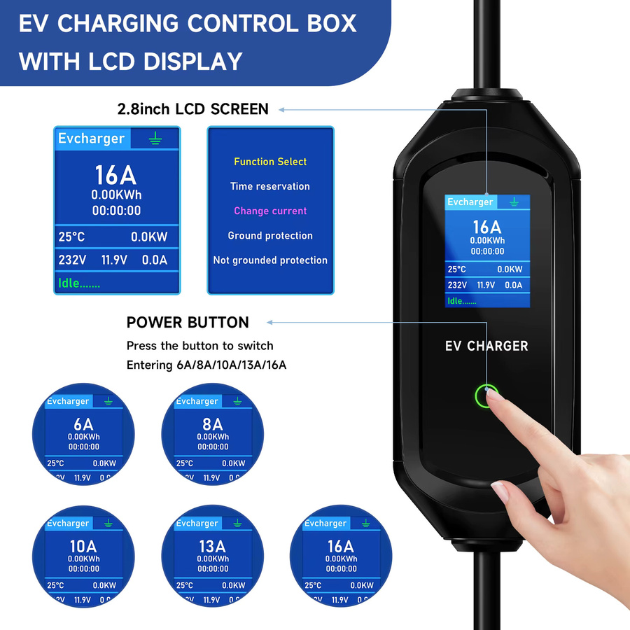 AFYEEV EV-Ladegerät 3,6KW Typ2 IEC62196-2 mit WLAN-App und USB-C, Elektroauto-Ladegerät EVSE in Schwarz - Bild 6
