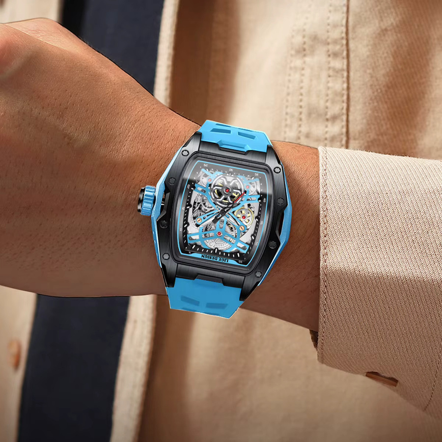 LIGE Armbanduhr Herren, Automatik, Skeleton, Edelstahl, Leuchtzeiger - Bild 4