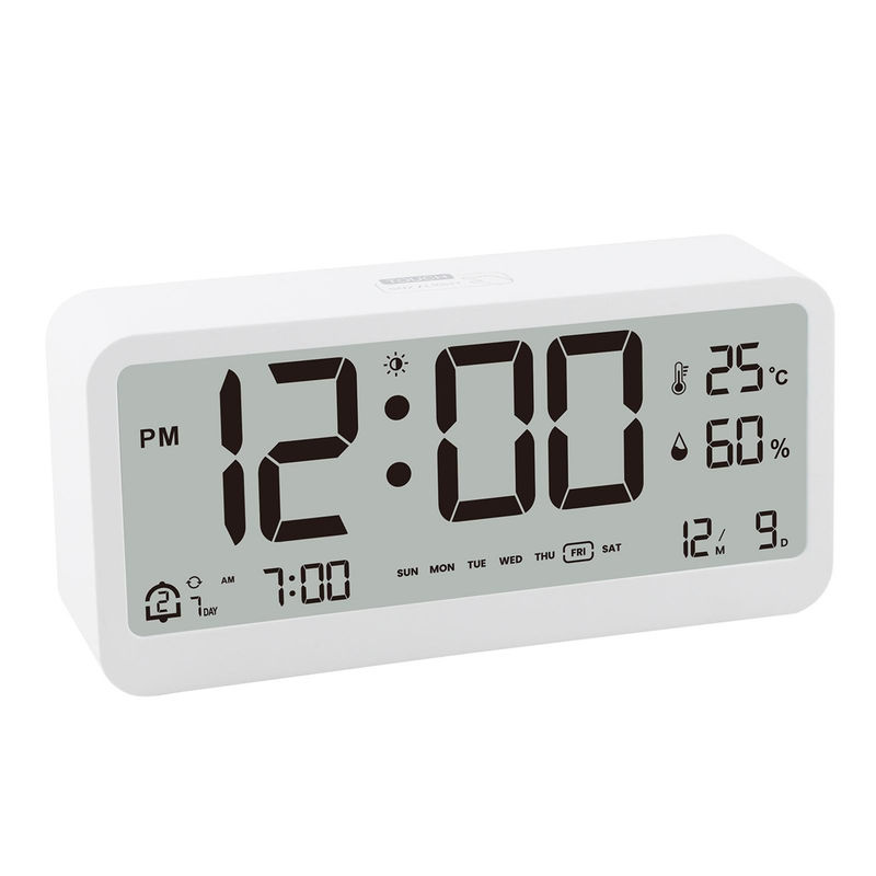 Tooarts 8001-EN Multifunktionale Digitale LED-Wanduhr in Weiß mit Temperatur- und Luftfeuchtigkeitsanzeige, Dual-Alarm und Schlummerfunktion - Bild 2