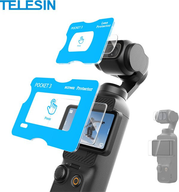 Telesin AR HD Panzerglas Displayschutzfolie für DJI OSMO Pocket 3 und Pocket 4, transparent, staubdicht - Bild 1