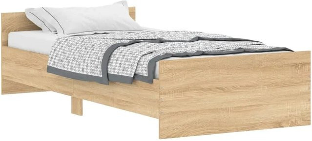 vidaXL Bettgestell aus Holzwerkstoff in Sonoma-Eiche, Farbe Braun, B/T/H: 90 x 200 x 50 cm - Bild 1