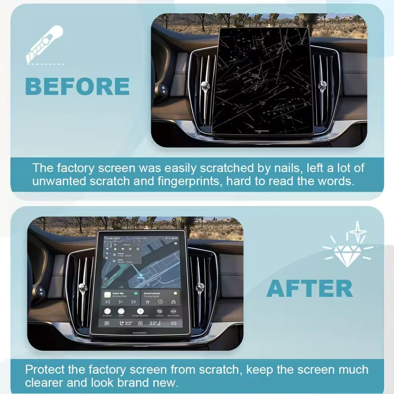 KUNGKIC Displayschutzfolie aus gehärtetem Glas für Volvo XC 90 2025 2026 und XC60 2026, 11,2 Zoll, transparent - Bild 3