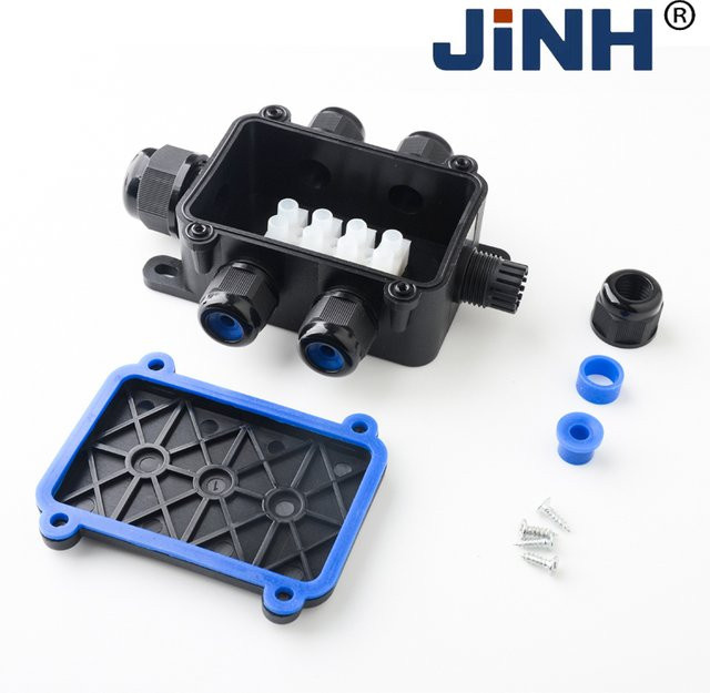 JINH CNP723 Wasserdichte Anschlussdose für den Außenbereich aus PC-Kunststoff, Schwarz, IP68 - Bild 1