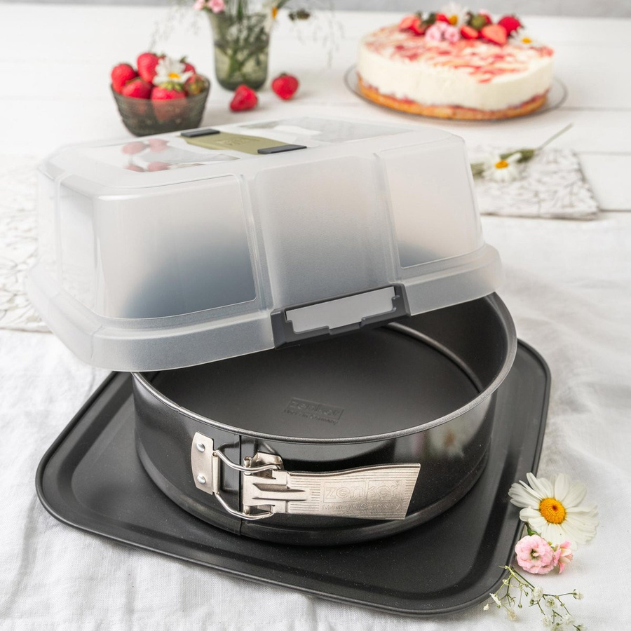 Zenker Springform aus Stahl mit Transporthaube, Durchmesser: 24 cm, Schwarz/Transparent, Antihaftbeschichtung - Bild 2