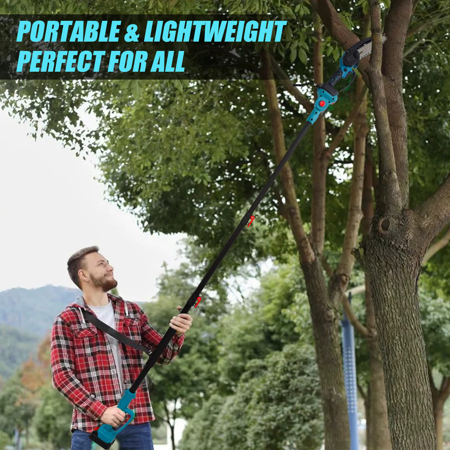 3 in 1 Teleskopstange für Makita 18-21 V Akku: Bürstenlose elektrische Kettensäge und Gartenschere zur Baumbeschneidung, Blau, Länge: 126-260 cm - Bild 5