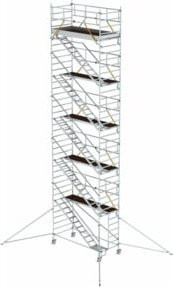 Munk Rollgerüst SG aus Aluminium mit Schrägaufstiegen und Ausleger, Farbe: Silber, B/T/H: 135 x 300 x 1235 cm - Bild 1