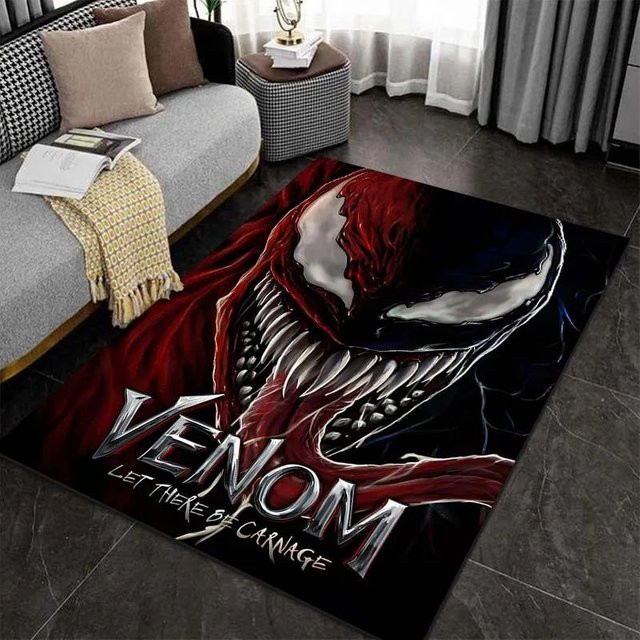 Karpetti Marvel Venom Print Teppich, rutschfest und waschbar, Polyester, Schwarz-Rot, B/T: 80 x 50 cm - Bild 1