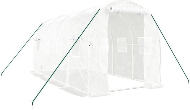 vidaXL Gewächshaus aus verzinktem Stahl in Weiß mit 8 m² Fläche, B/T/H: 4 x 2 x 2 m - Bild 1