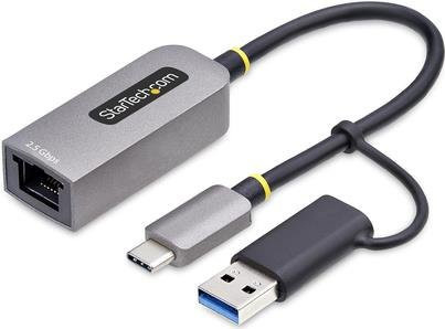 StarTech.com 2,5GbE USB-C auf Ethernet Adapter mit USB-A Konverter, Space-Grau, unterstützt USB-C 3,2 Gen 1 und Thunderbolt 3 - Bild 1