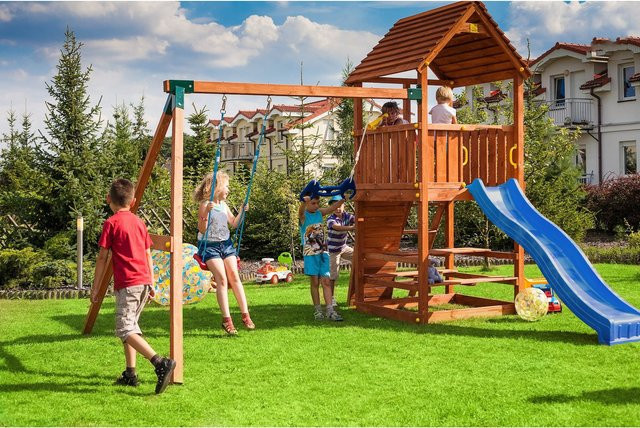 Fungoo Spielturm Joy Move + Step On Free Time in Teak - Bild 4