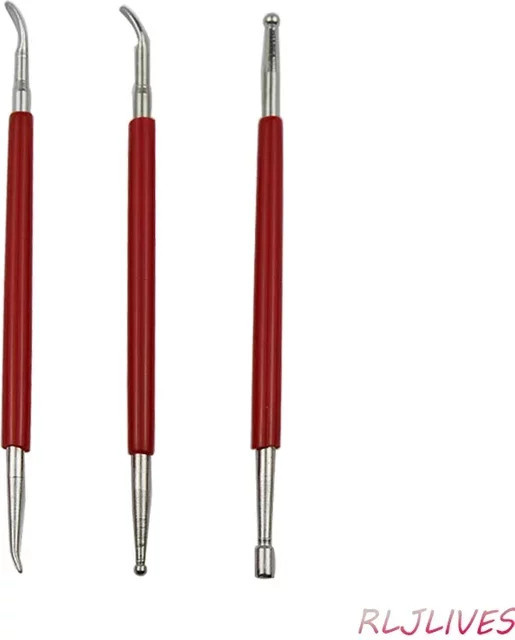 3-teiliges Keramik-Modellierungset mit Doppelkopf-Werkzeugen für Ton und Sculpting in Rot - Bild 1