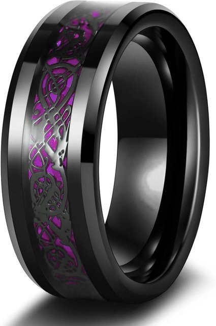 YIRAN Ringe Set, Edelstahl, Schwarz, Zirkonia, Kristall, Unisex - Bild 1