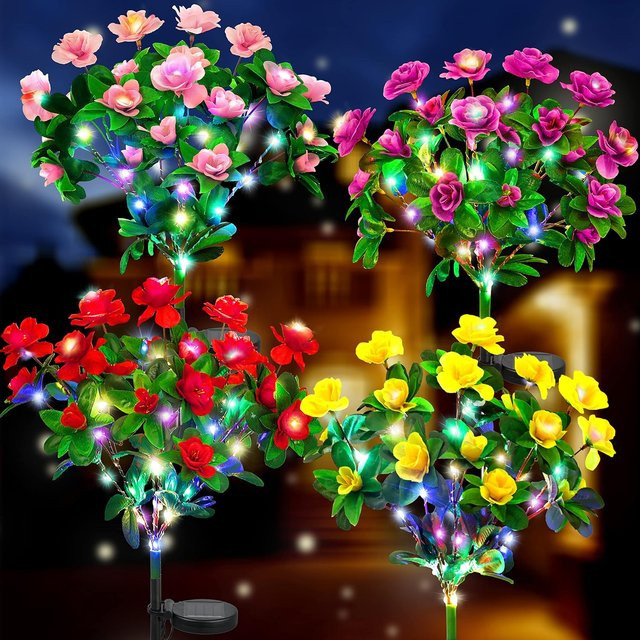 Solar LED Gartenlampe in Mehrfarbig für Dekoration von Garten und Landschaft mit Erdspieß und Dämmerungssensor - Bild 1