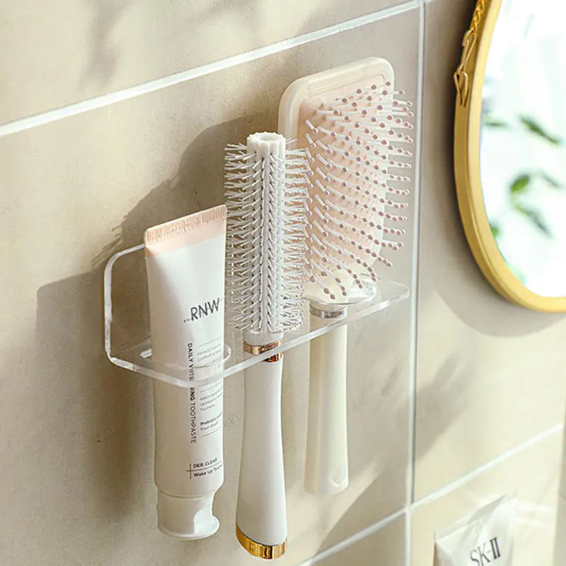 NATAWA Kammhalter aus Acryl in Transparent zur Wandmontage als Organizer und Aufbewahrungsregal für Haarbürsten im Badezimmer - Bild 3