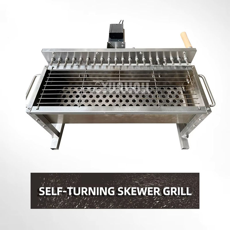 YunlinLi Automatischer Rotationsgrill für Camping und Outdoor, Churrasqueira Barbecue Mangal, Silber - Bild 2