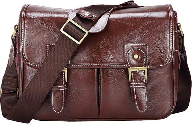 Lightpro Retro Kamera Tasche aus wasserdichtem PU Leder in Braun als Messenger und Schultertasche für Canon Nikon und Sony DSLR Kameras - Bild 1