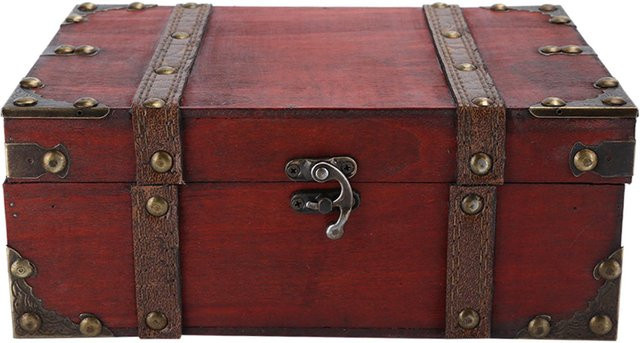 Dekorative Vintage-Aufbewahrungsbox aus Holz von Neoglint in Grau und Braun mit Schloss - Bild 1