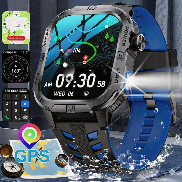 GUHUAVMI Smartwatch, GPS, 2,01 Zoll AMOLED, Schwarz, Silikon, Herren - Bild 1