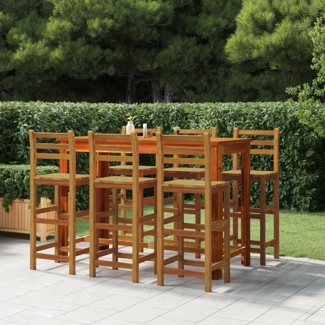 vidaXL Barhocker 6er Set aus Akazien-Massivholz in Braun, rustikal geölt, B/T/H: 42 x 36 x 110 cm - Bild 2