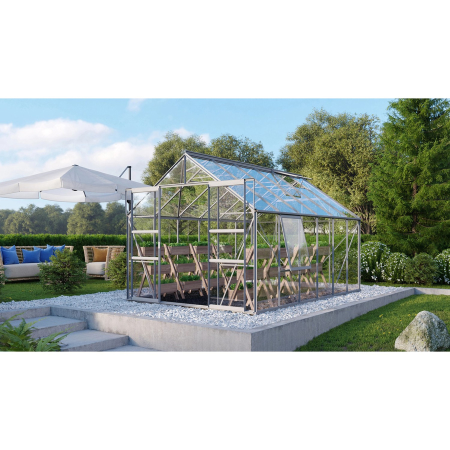 Vitavia Gewächshaus Meridian 9900 mit Fundament und Satteldach aus eloxiertem Aluminium und Sicherheitsglas, 9,9 m² - Bild 2